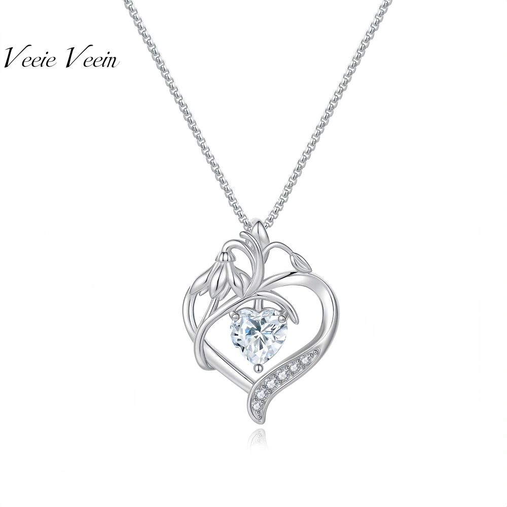 Veeie Veein Luxury Brand High Quality GRA Certificate Necklace Inset Love S925 Sterling Silver Women Necklace Jewelry