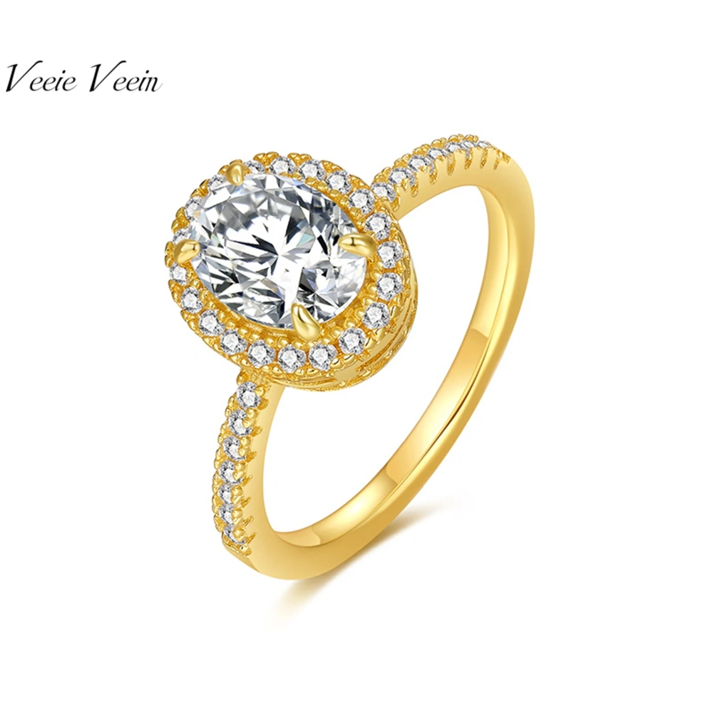 Veeie Veein Luxury Brand High Quality Fashion 6*8 Oval Claw Inlay Moissanite GRA Certificate Ring S925 Sterling Silver Jewelry