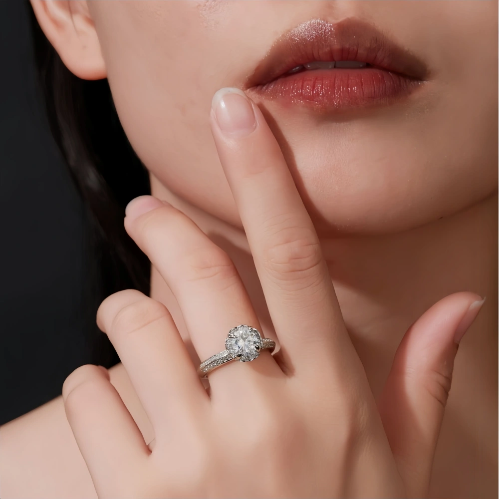 Veeie Veein Luxury Brand High Quality New Products Claw Inlay Moissanite GRA Certificate Ring S925 Sterling Silver Jewelry