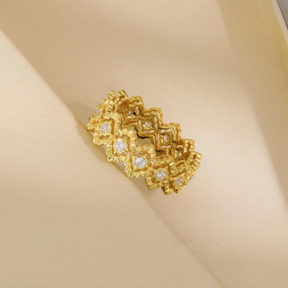 Mushan Luxury Brand New Vintage Fashion High Quality Brushed Diamond-Shaped Hollowed-Out Ring Bestseller Ring Jewelry