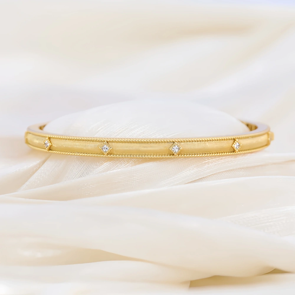 Mushan Luxury Brand High Quality Best-Selling 925 Sterling Silver Heavy Industry Gold Woven Pattern Diamond Bracelet Jewelry