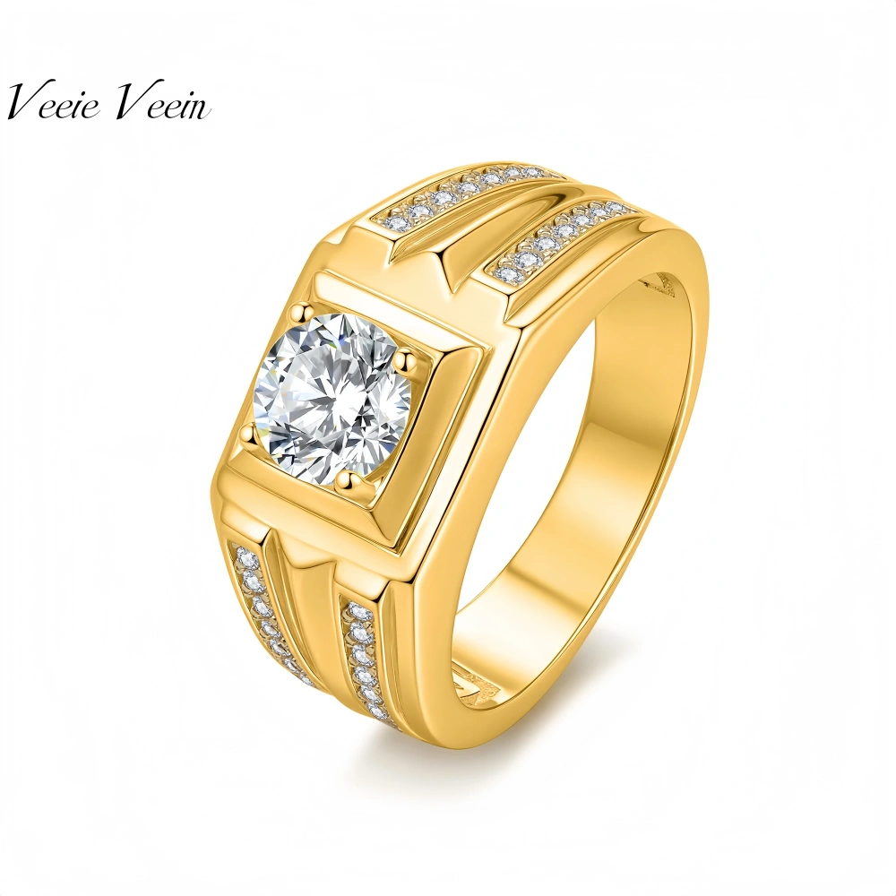 Veeie Veein Brand High Quality S925 Sterling Silver Set  Carat Moissanite Ring Hip Hop Wide Fashion Women Accessor Jewelry