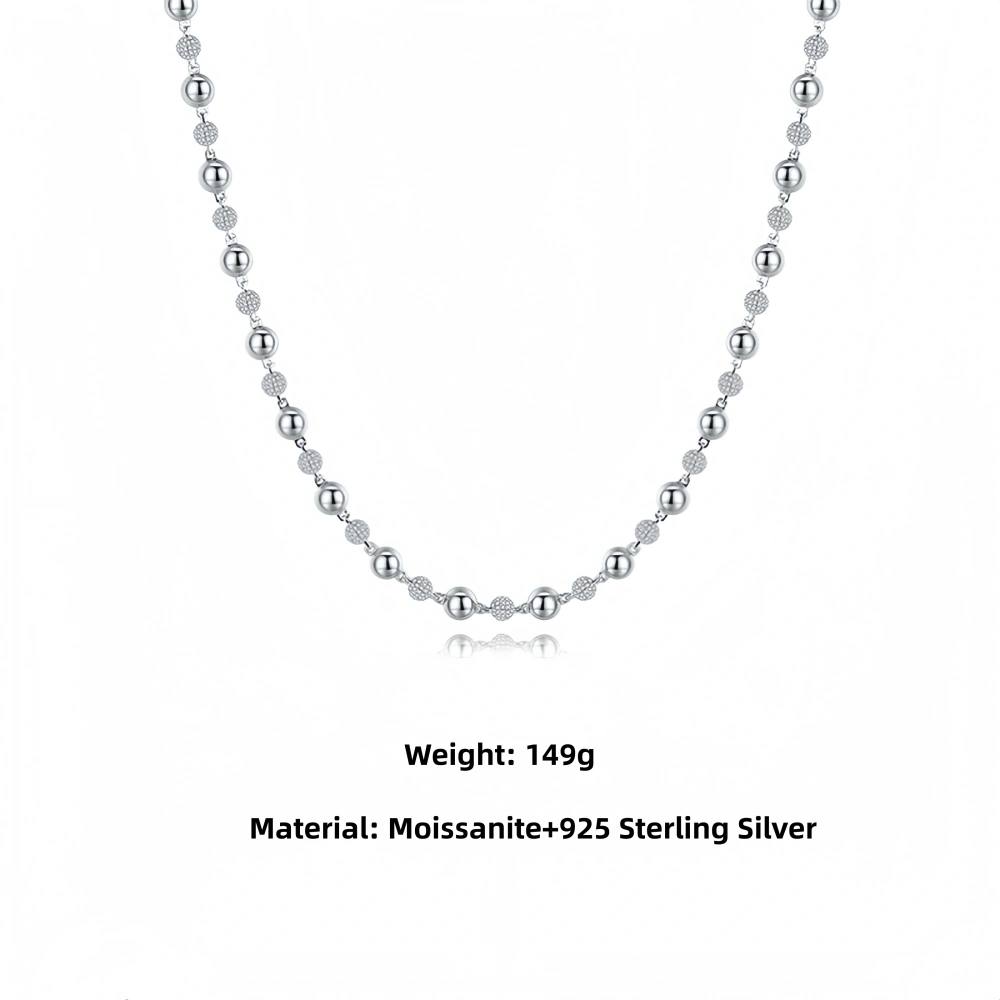 Veeie Veein Brand S925 Sterling Silver Moissanite Necklace With Silver Round Beads Is Fashion GRA Certificate Necklace Jewelry