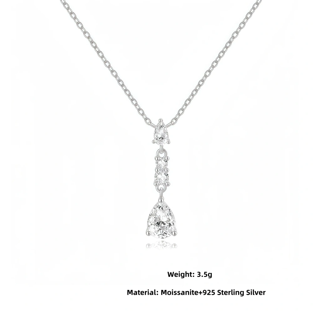 Veeie Veein Luxury Brand Necklace S925 Sterling Silver Pendant Set With Teardrop-Shaped Women Moissanite Necklace Jewelry