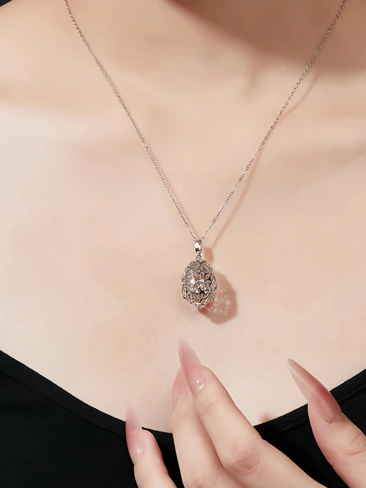 Veeie Veein Luxury Brand S925 Sterling Silver Moissanite Necklace Spherical Rotating Pendant Pendant For Women Necklace Jewelry