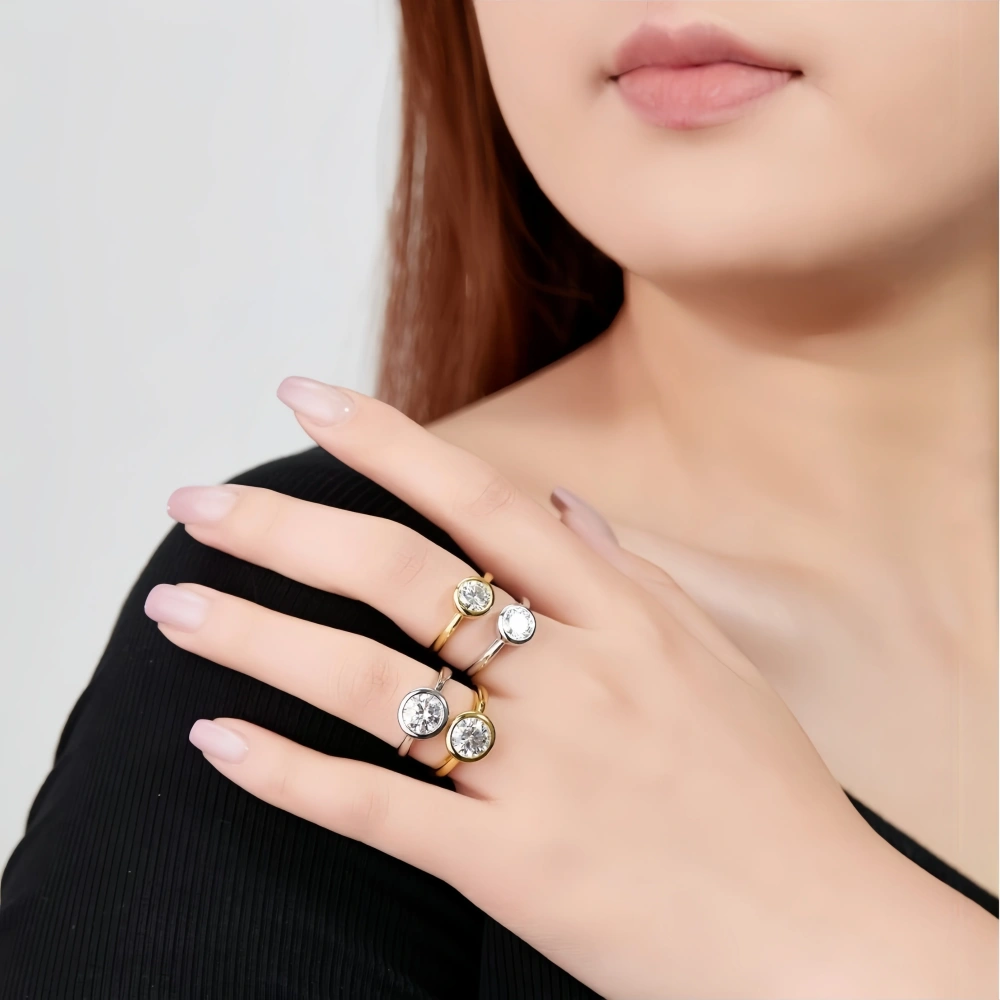 Veeie Veein Fashion Luxury Brand Designer S925 Sterling Silver Ring Moissanite GRA Certificate 1- 2 carats Ring Trend Ring