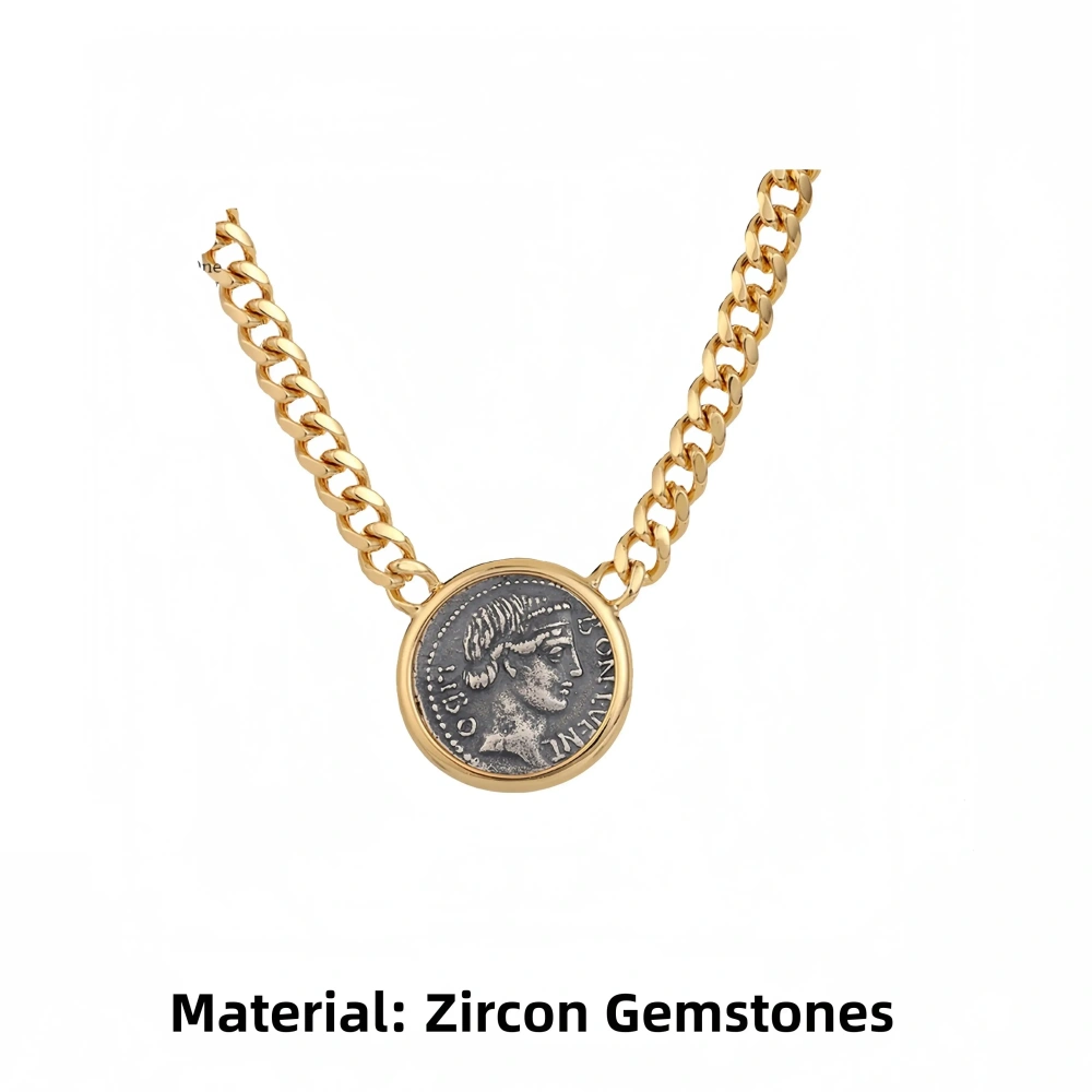 Mushan Luxury Brand Lucky Goddess Venus Pure Silver Ancient Coin Necklace  925 Silver Collarbone Chain  Retro Coin Necklace