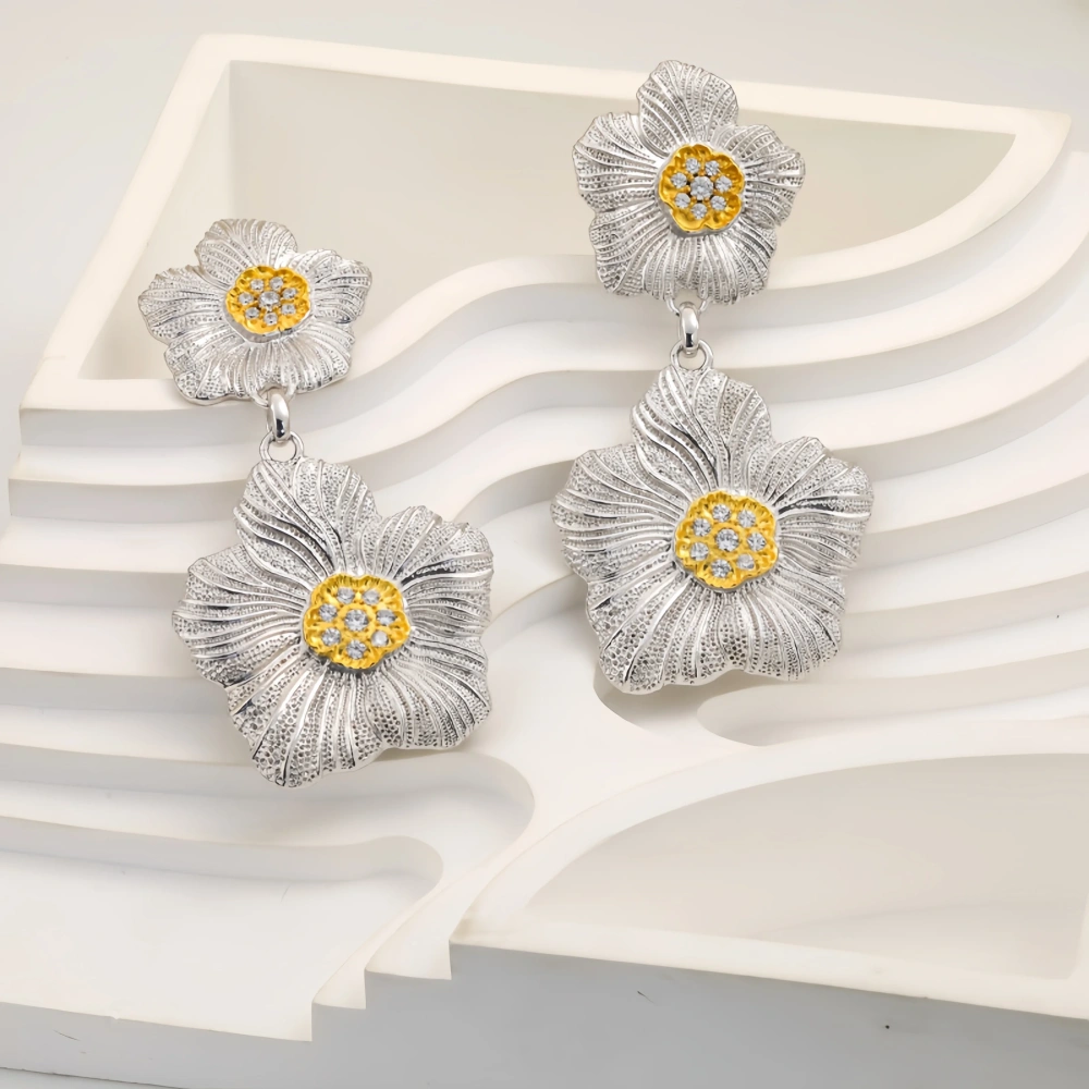 Mushan Luxury Brand New 925 Sterling Silver Gold-Plated Earrings From Bujia Cross-Border Gardenia Flower Earrings Jewelry