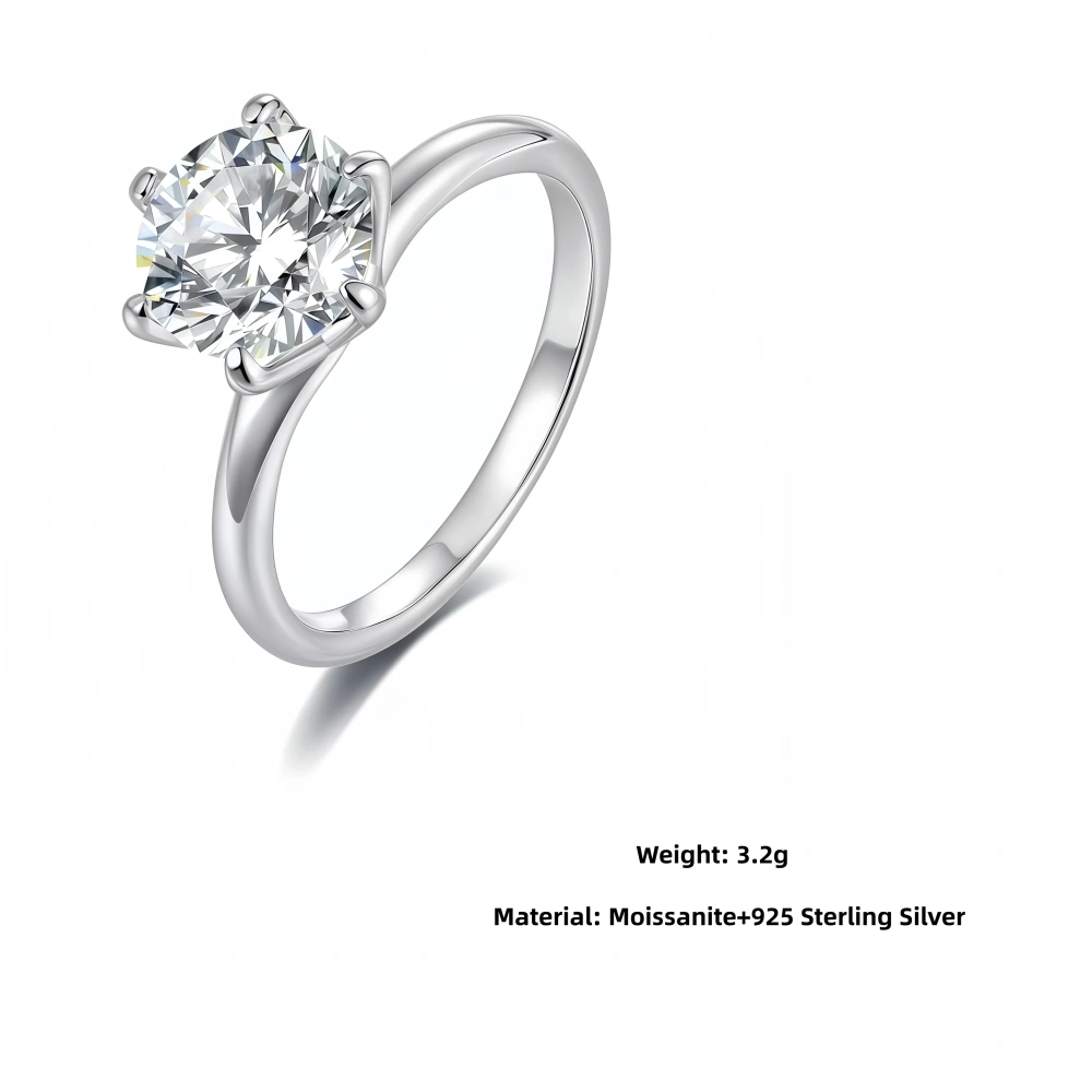Veeie Veein Luxury Brand New Products GRA Certificate S925 Sterling Silver Classic Six-Prong 2-Carat Mossan Women Ring Jewelry