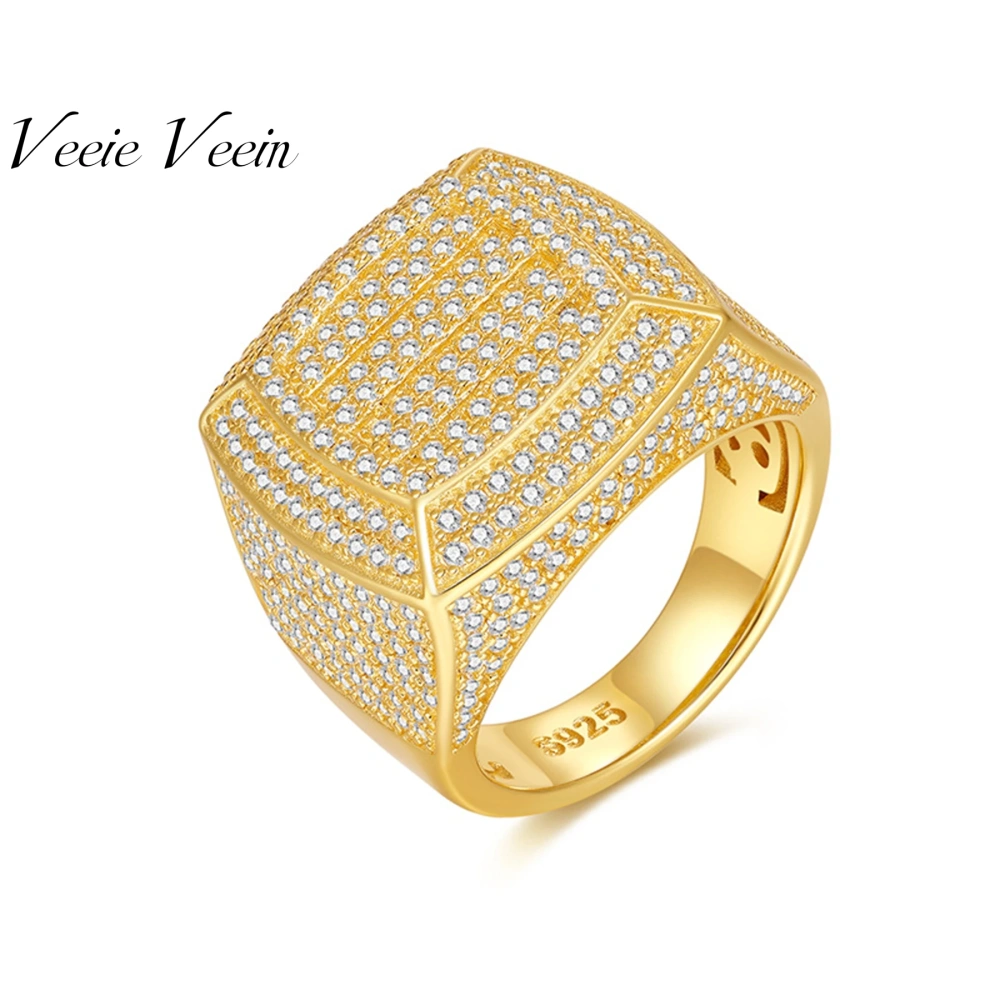 Veeie Veein Luxury Brand New S925 Sterling Silver Moissanite Ring GRA Certificate Light Luxury Hip-Hop Ring Men Jewelry
