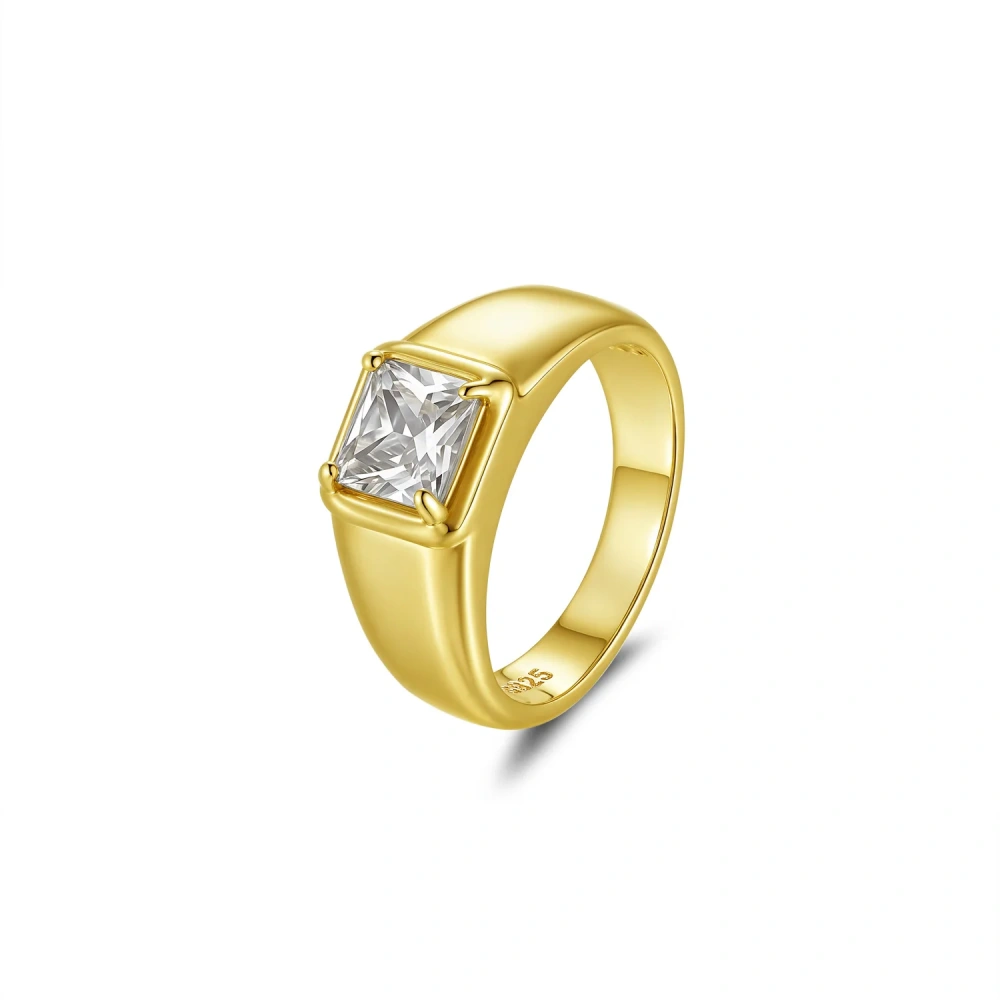 Veeie Veein Luxury Brand S925 Sterling Silver Set 2-Carat Princess Moissanite GRA Certificate Ring With Smooth Finish Ring