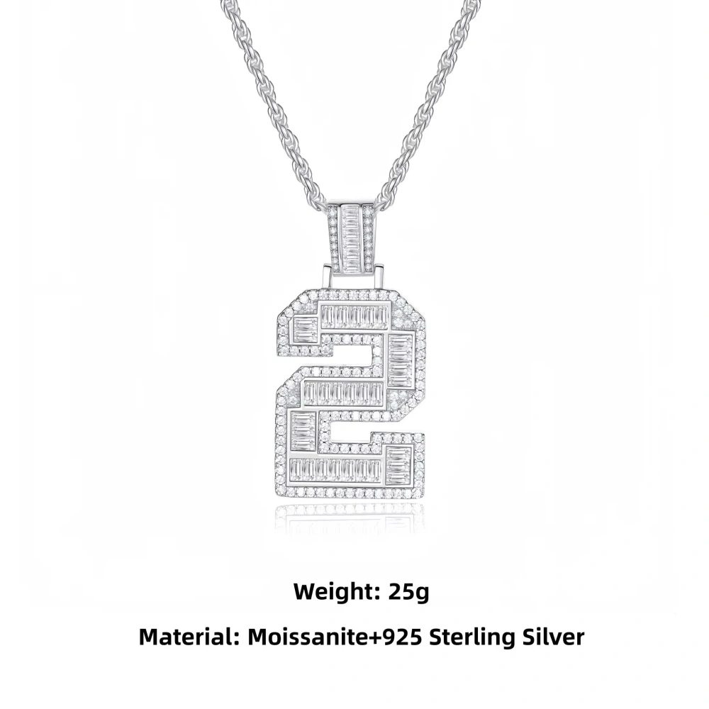Veeie Veein Luxury Brand The New S925 Sterling Silver Necklace With Moissanite And Digital Pendant Necklace Jewelry