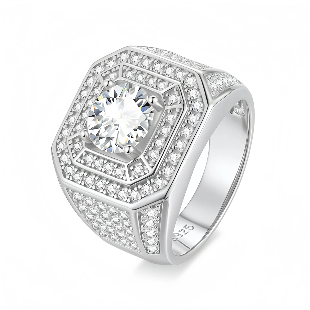 Veeie Veein Brand Luxury Brand Designer S 925 Sterling Silver Ring 2 Caramosan Stone Sugar Men GRA Certificate Ring Jewelry