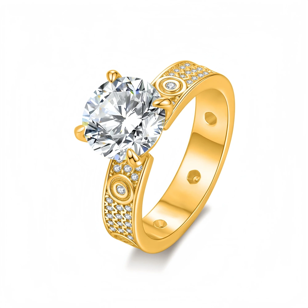 Veeie Veein Luxury Brand S925 Sterling Silver Ring Moissanite 1-2-3 Carat Moissanite Starry Sky Ring GRA Certificate Ring