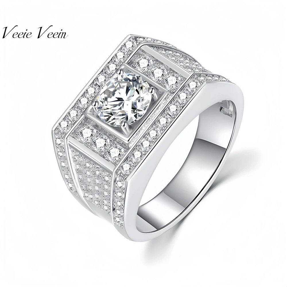 Veeie Veein Brand S925 Sterling Silver Women Ring Moissanite 1 Carat Moissanite Starry Ring GRA Certificate  Ring Jewelry