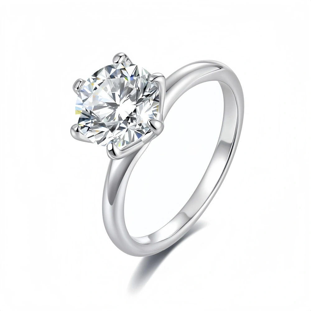 Veeie Veein Luxury Brand New Products GRA Certificate S925 Sterling Silver Classic Six-Prong 2-Carat Mossan Women Ring Jewelry