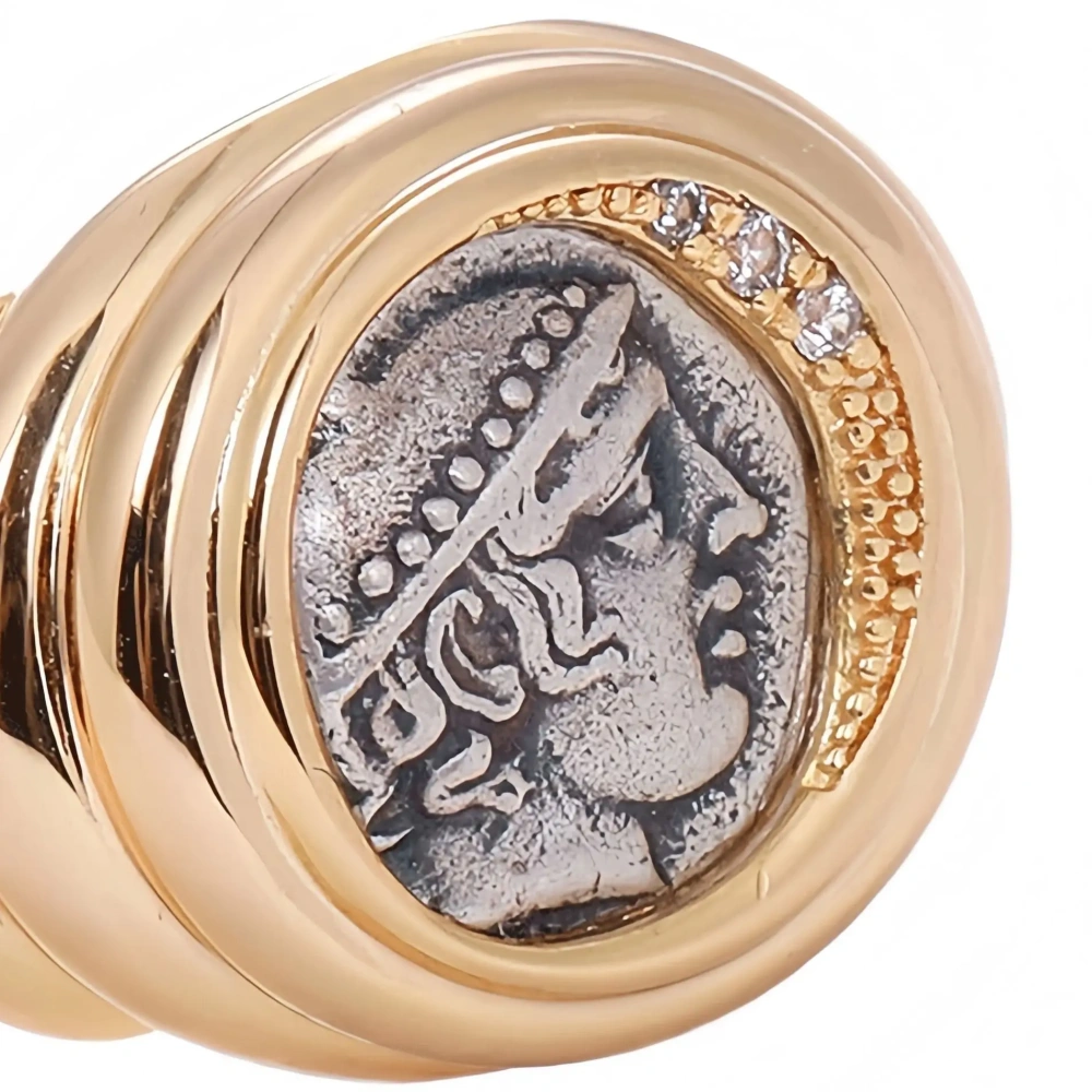Mushan Luxury Brand Greek Merchant God Hermes Ancient Coin Ring 18K Gold Plated 925 Sterling Silver Rings Fine Jewelry