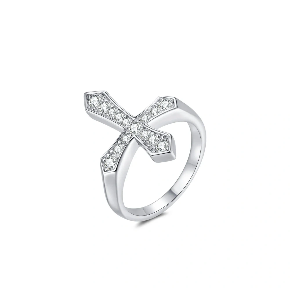 Veeie Veein Luxury Brand  Moissanite Hip Hop Cross Ring GRA Certificate S925 Sterling Silver Light Luxury Women Ring Jewelry
