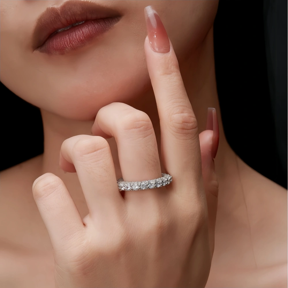 Veeie Veein Luxury Brand High Quality S925 Sterling Silver Set  Carat Moissanite Ring 3.0mm Women'S Accessor Jewelry