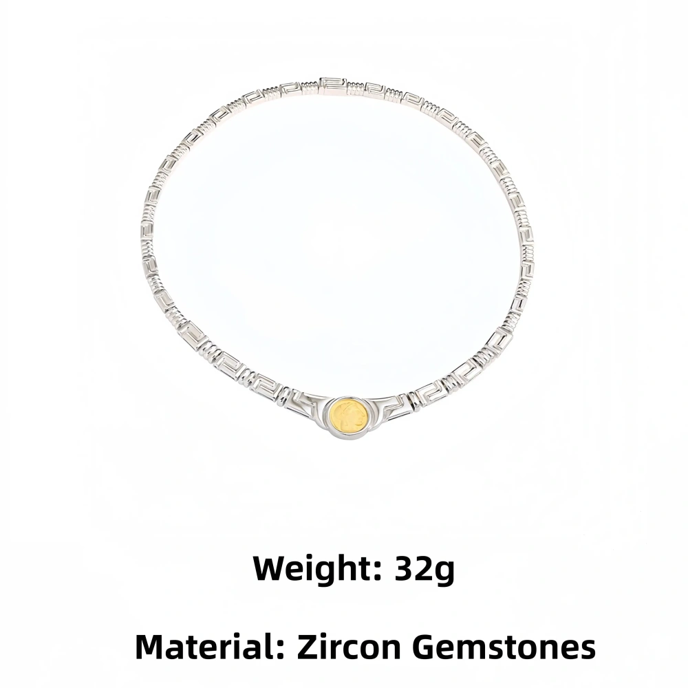 Mushan Luxury Brand New Fashionable Ancient Coin With Silver L Shaped Pattern Pendant Chain Women Fashion Necklace Jewelry
