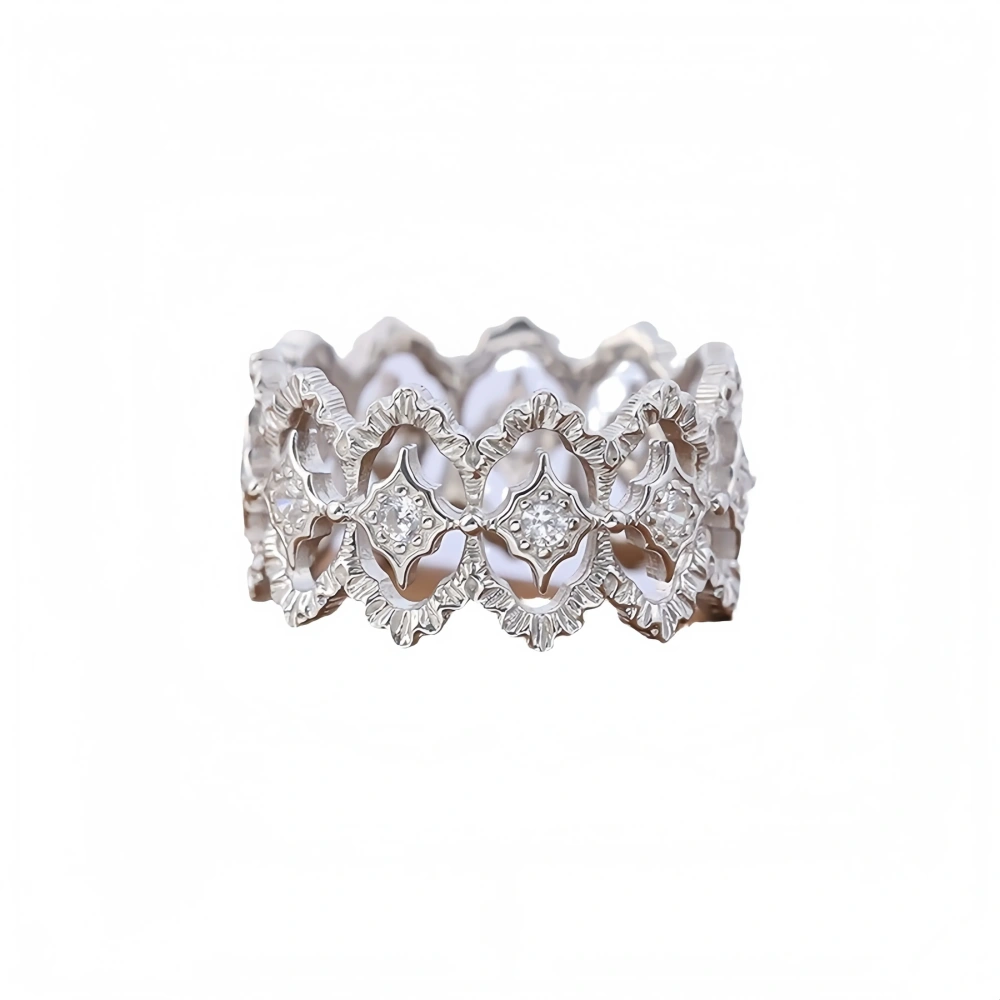 Mushan Luxury Brand New Exquisite Full-Diamond Lace Ring With Hollowed-Out Pure Silver Plating 18k For Both Men And Women