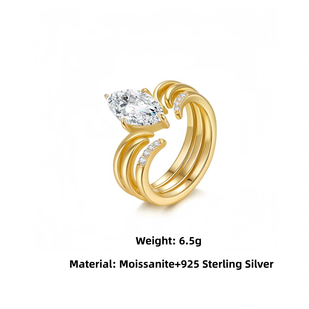 Veeie Veein Luxury Brand s 925 Sterling Silver Ring For Women Layered Moissanite Ring 18k Gold Plating Rings Jewelry