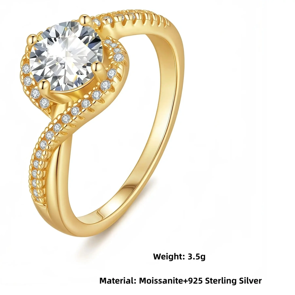 Veeie Veein Luxury Brand Designer Fashion S925 Sterling Silver Ring Moissanite GRA 1-Carat Ring Trend Ring Jewelry