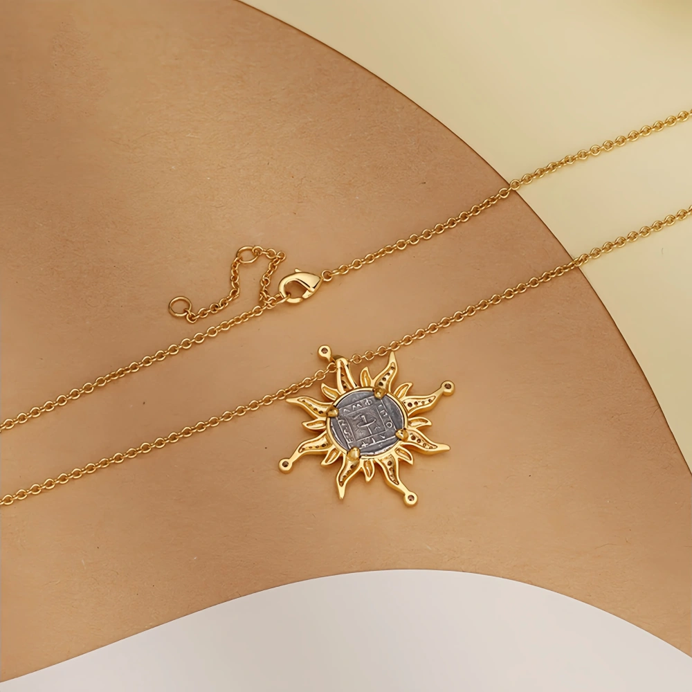 Mushan Luxury Brand Roseone Sun God Ancient Coin Necklace  Human Collarbone Chain  Fashionable For Both Men And Women Jewelry