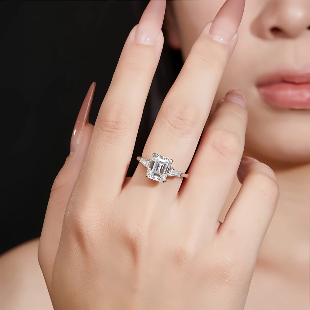 Veeie Veein Luxury Brand  Moissanite 4-Carat Ring GRA Certificate S925 Sterling Silver Light Luxury Women Ring Jewelry