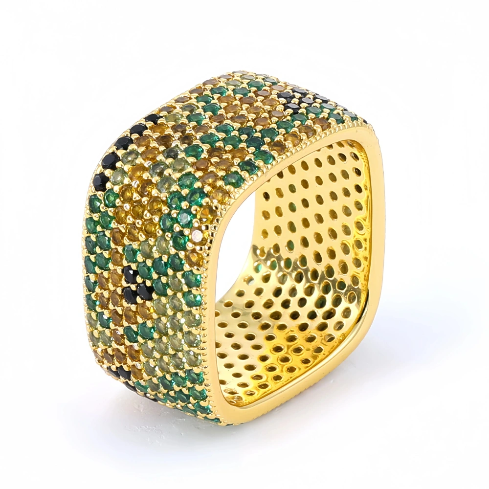 Mushan Luxury Brand New All Diamond  Light Luxury  Wide Square Ring For Women  Silver And Gold Plated Couple Rings