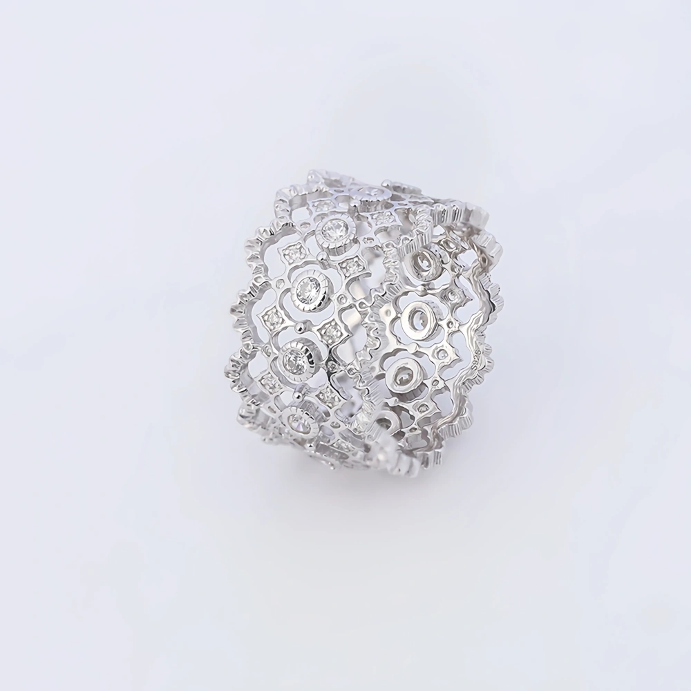Mushan Luxury Brand Diamond Studded Lace Hollow Ring Lab Grown High Carbon Diamond Zircon 925 Sterling Silver Rings Fine Jewelry