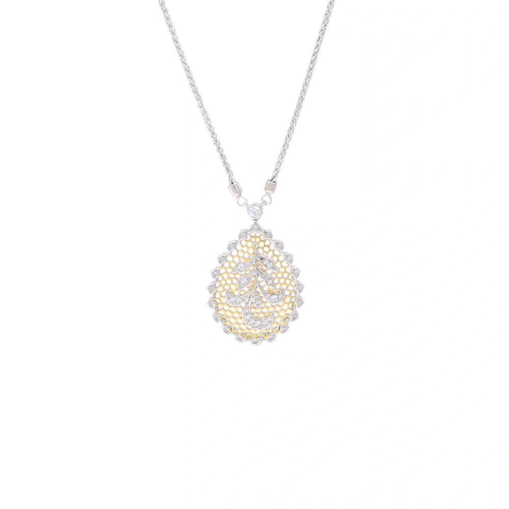 MuShan Luxury Brand Honeycomb Craft Iris Lace Flower Pendant Necklace 18k Gold Plated 925 Sterling Silver Necklaces Fine Jewelry