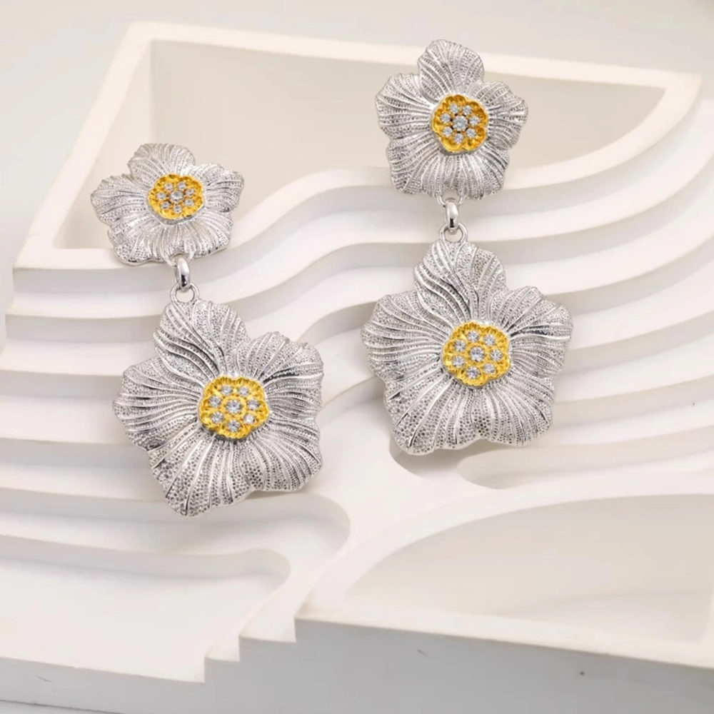 Mushan Luxury Brand Fashion High Quality Gardenia Flower Ear Studs 925 Sterling Silver Plated Earrings Bestsellers Jewelry