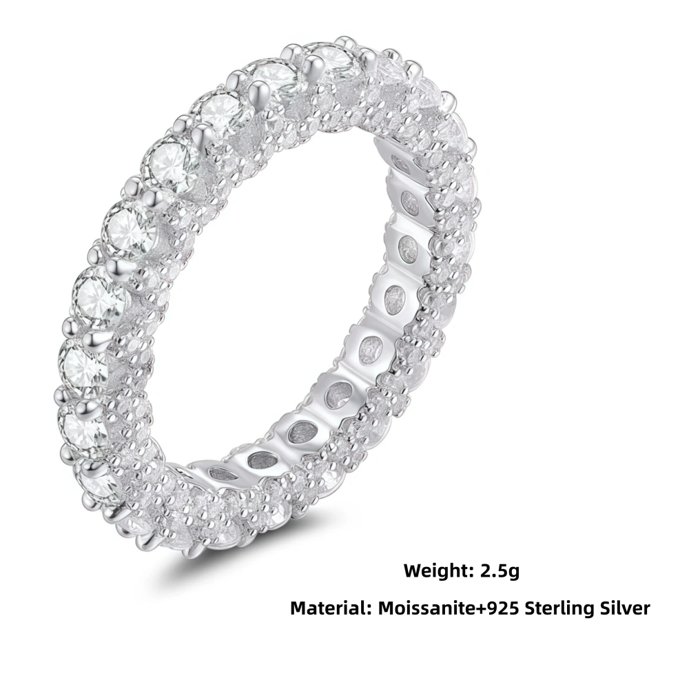 Veeie Veein Luxury Brand S925 Sterling Silver Ring Full Circle Moissanite Ring Simple And Elegant Women'S Row Ring