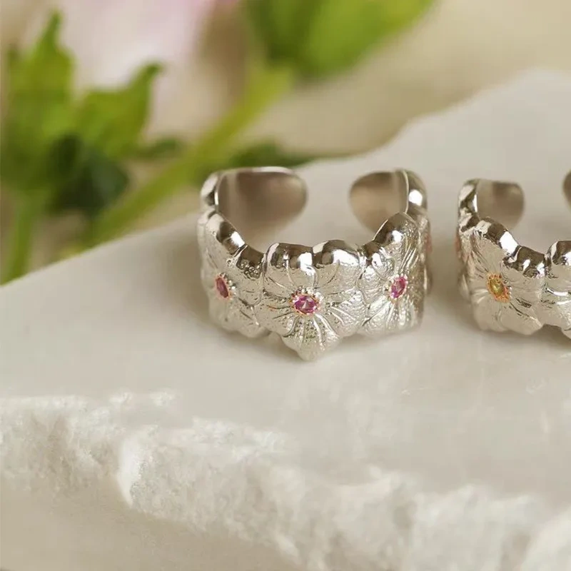 Mushan Luxury Brand The Cross-Border Best-Selling Daisy Gardenia Silver Ring Has Become A Bestseller On Xiaohongshu