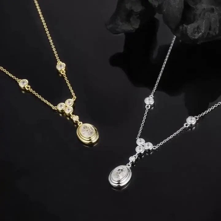 Veeie Veein Luxury Brand S925 Sterling Silver Necklace With Moissanite Pendant High-End Silver Accessory For Women