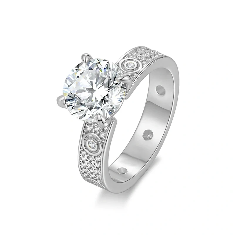 Veeie Veein Luxury Brand S925 Sterling Silver Ring Moissanite 1-2-3 Carat Moissanite Starry Sky Ring GRA Certificate Ring