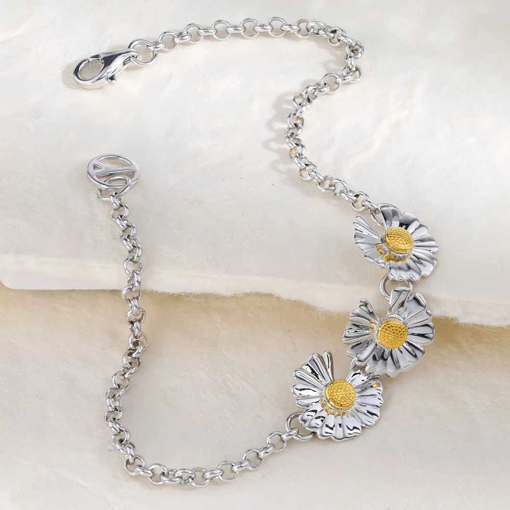 Mushan Luxury Luxury Brand Designer Three Flower Daisy Bracelet Fine Jewelry 925 Sterling Silver Bracelets