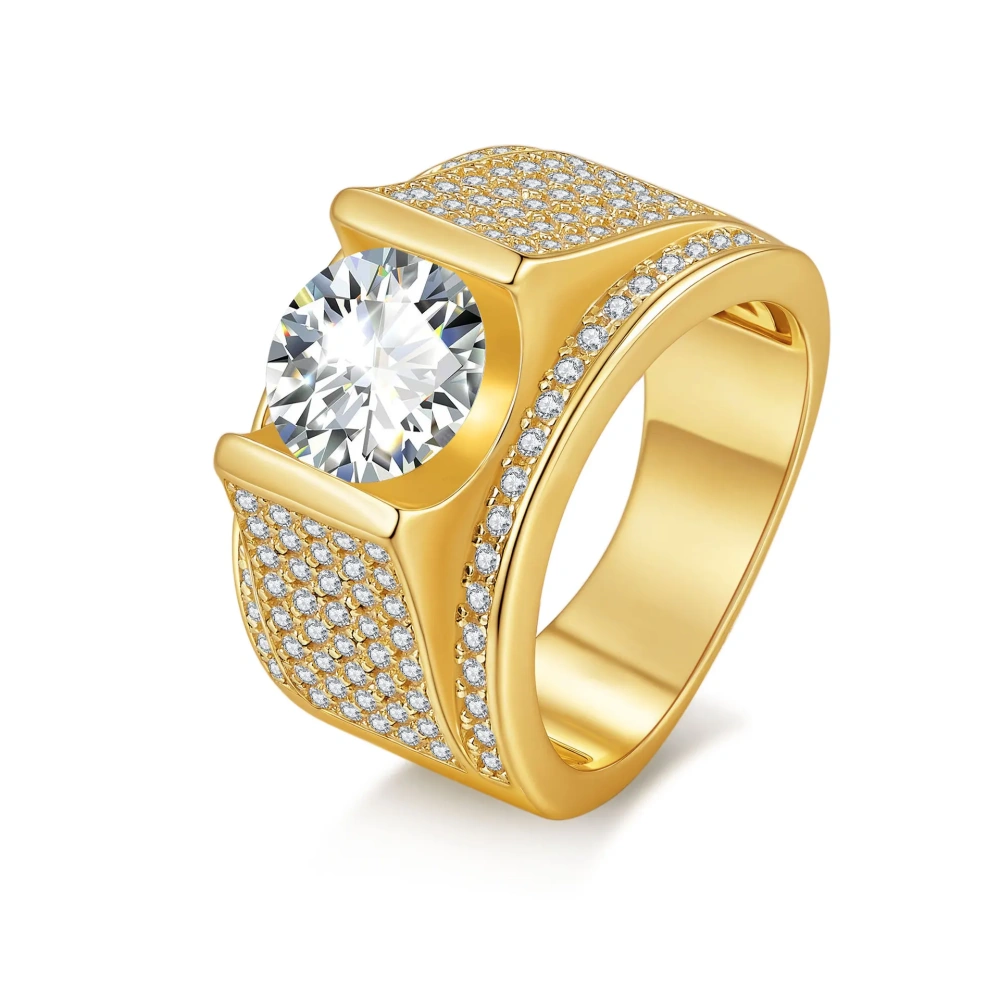Veeie Veein Luxury Brand S925 Sterling Silver Ring GRA Certificate Rare 3-Carat Moissanite Wide Version With  Men Jewelry