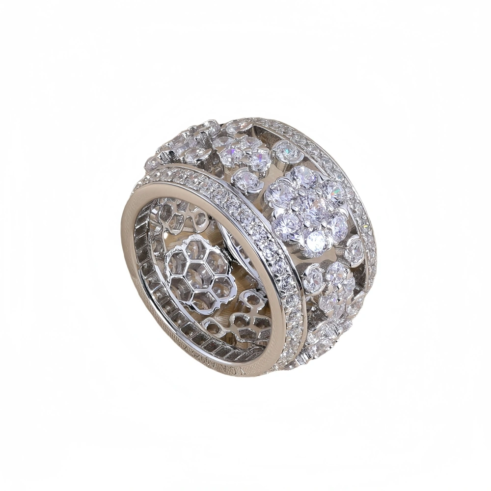 Mushan Luxury Brand Snow Flake Flower Zircon Ring 925 Sterling Silver Rings Fashion Jewelry Accessories