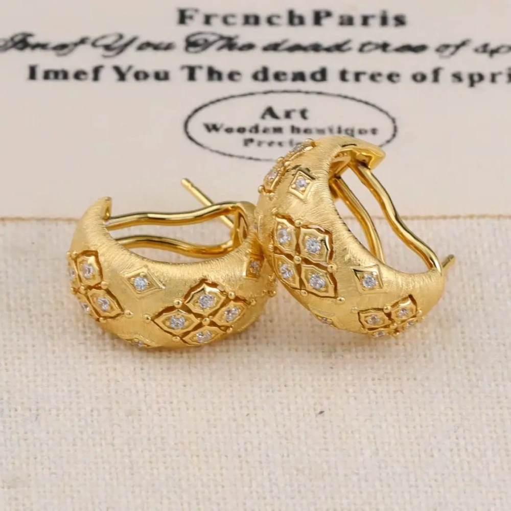 Mushan Luxury Brand High Quality Hot Sale WomenS 925 Sterling Silver Diamond-Encrusted Four Leaf Flower Brushed Stud Earrings