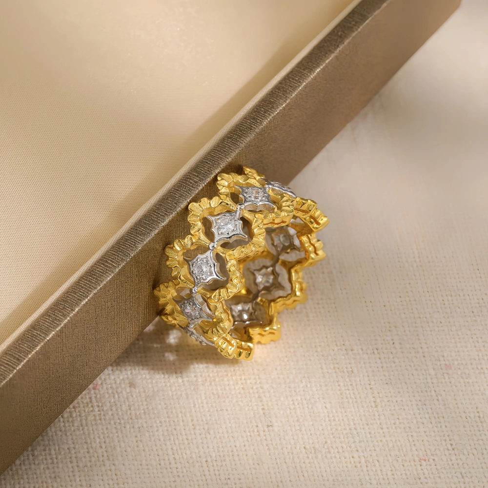 Mushan Luxury Brand S925 925 Sterling Silver Ring 18K Gold Plated Star Hollow Ring Fashion Jewelry Accessories