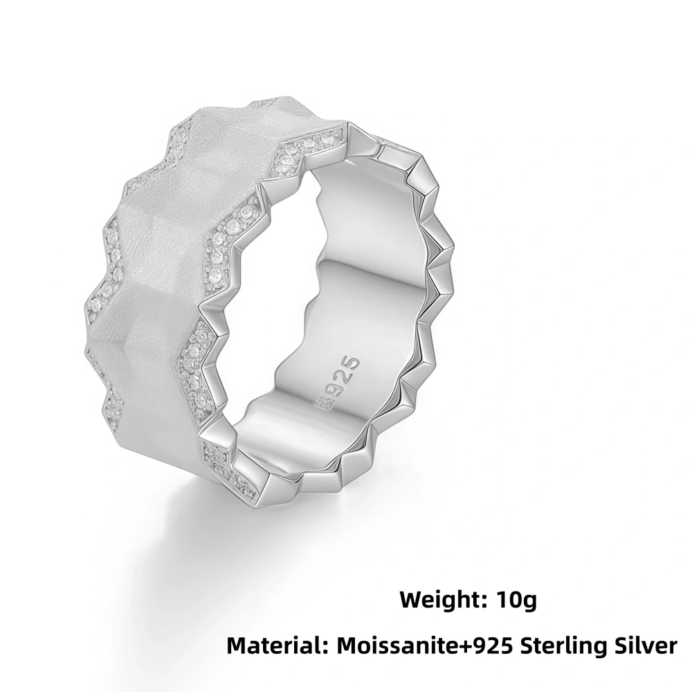 Veeie Veein Luxury Brand Retro Sandblasted And Brushed S925 Sterling Silver Ring For Men Moissanite Ring Jewelry