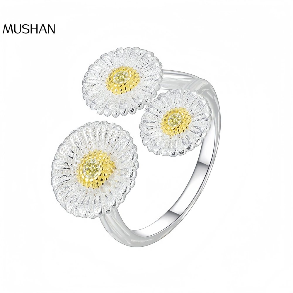 Mushan Luxury Brand 925 Sterling Silver Daisy Ring For Women'S Italian Rings, The Same Style As Little Sweet Potato