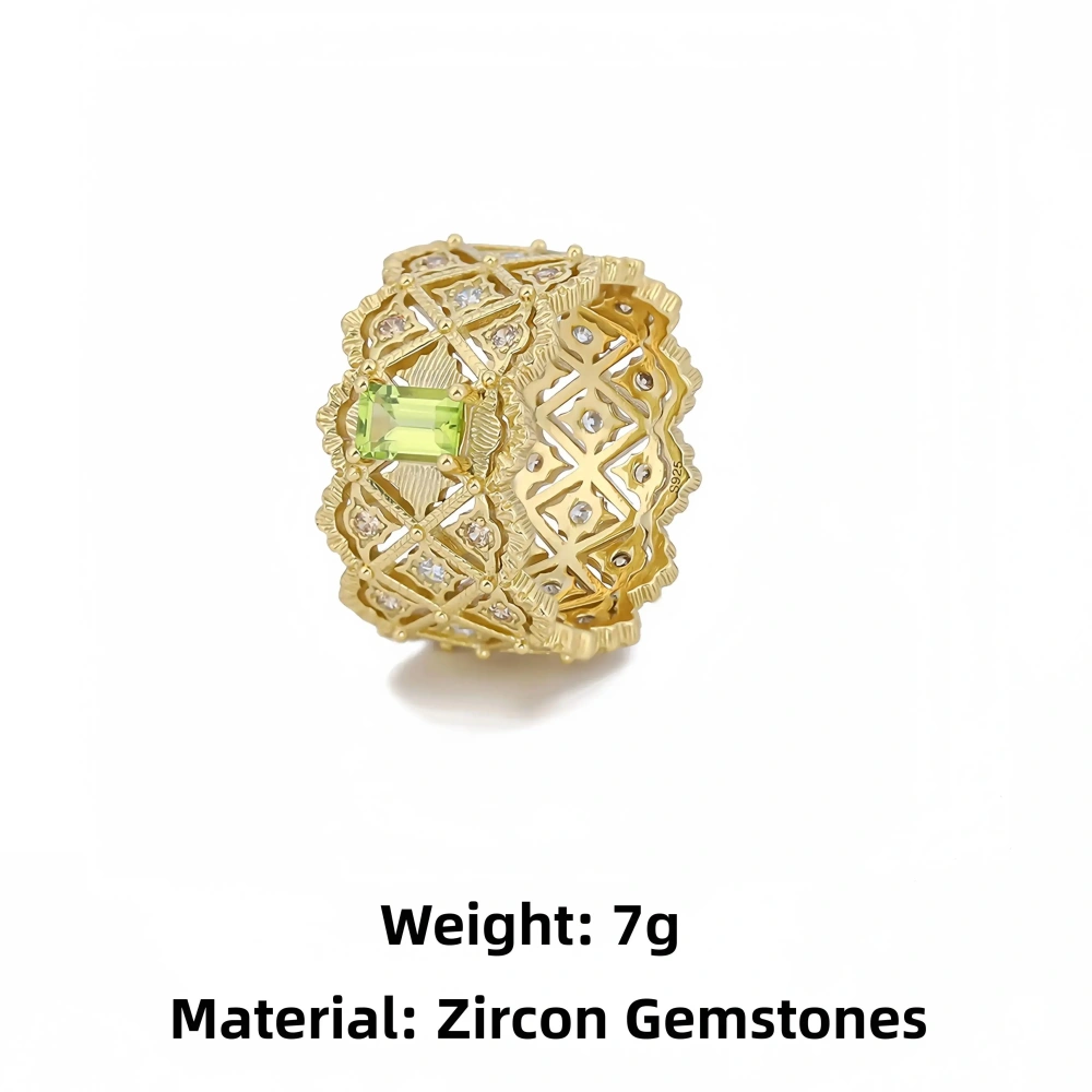 Mushan Luxury Brand Streaming Pure Silver Hollowed Out Lace Ring  New Pure Silver Natural Gemstone Retro Ring Jewelry