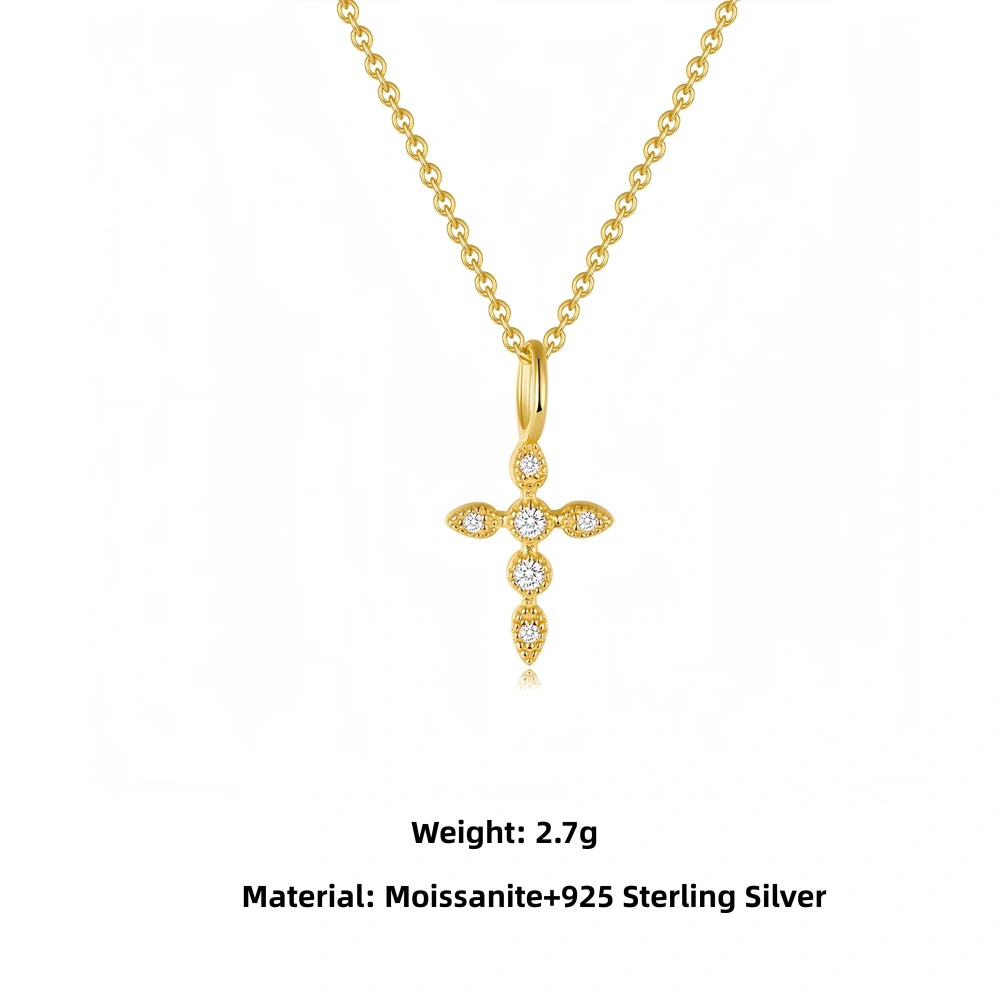 Veeie Veein Luxury Brand S925 Sterling Silver Accessory Women S Moissanite Necklace GRA Certificate Cross Necklace