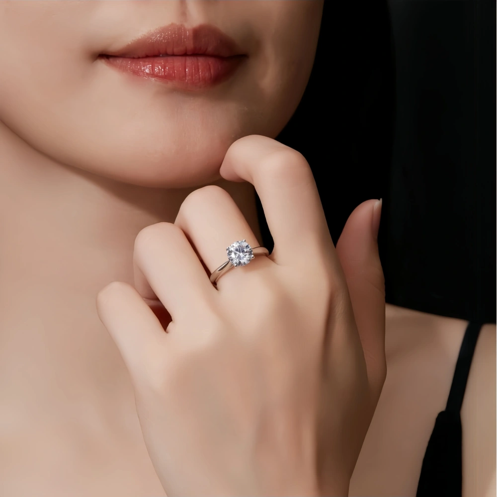 Veeie Veein Luxury Brand S925 Sterling Silver Ring GRA Certificate 2-Carat Moissanite Engagement Ring Simple Accessories