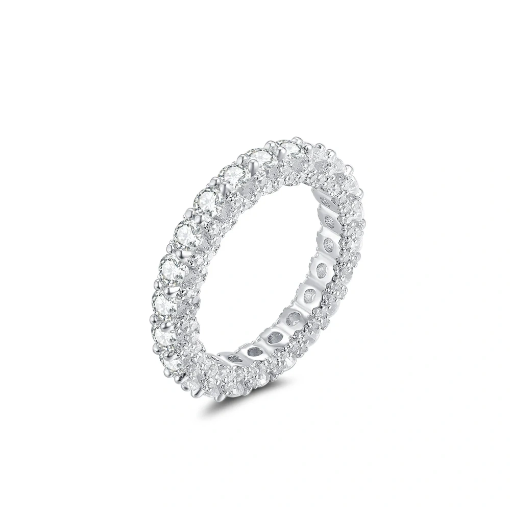 Veeie Veein Luxury Brand S925 Sterling Silver Ring Full Circle Moissanite Ring Simple And Elegant Women'S Row Ring