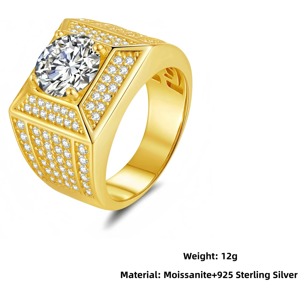 Veeie Veein Luxury Brand Designer High Quality Designer S 925 Sterling Silver Ring Stone 2-Carat Men GRA Certificate Ring