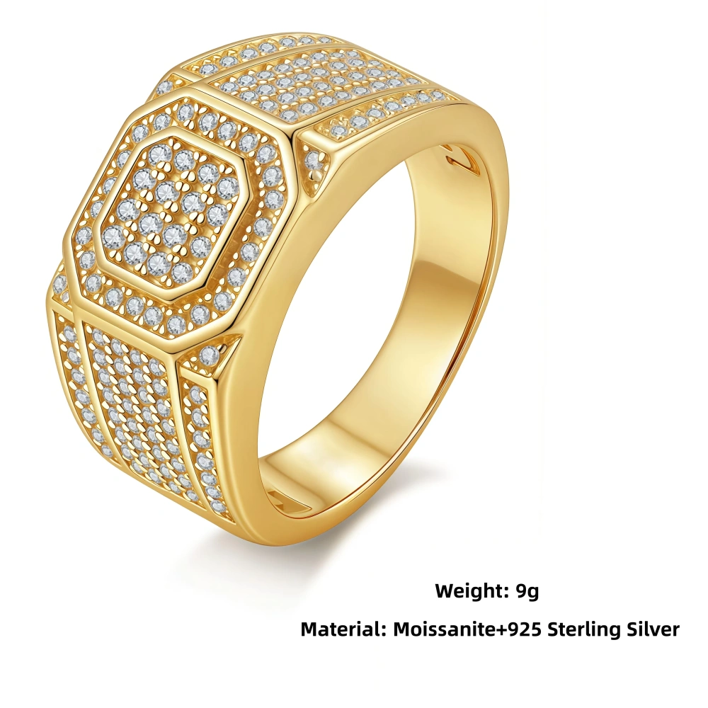 Veeie Veein Luxury Brand GRA Certificate S925 Sterling Silver Ring Hip-Hop Three-Dimensional Starry Sky Moissanite Men'S A